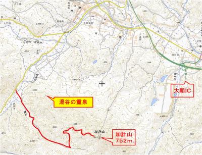 湯谷の霊泉付近の地図