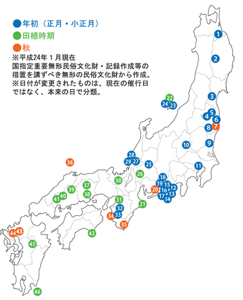 全国の田植関係地図