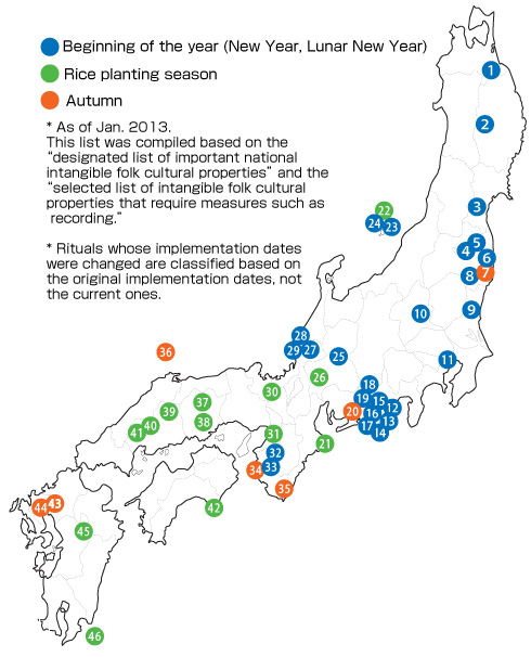 全国の田植関係地図